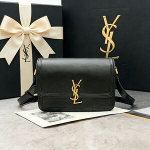 <AUTHENTIC>YSL Black Leather Monogram Bag